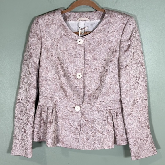 Santorelli Janet Tailored Three Button Textured Blazer Linen Blend Pink sz 8 NWT - Picture 1 of 8